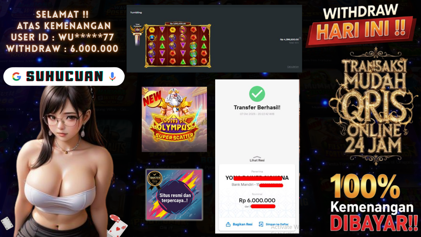 SUHUCUAN JACKPOT SLOT GATES OF OLYMPUS SUPER SCATTER